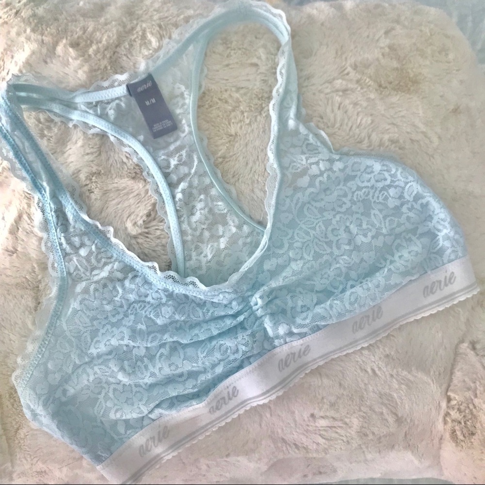 💙 Light Blue Aerie Racerback Lace Bralette